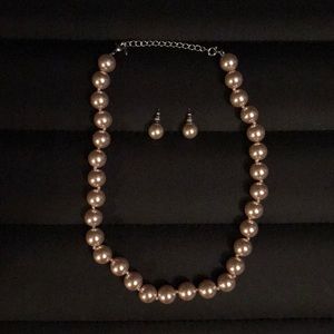 Pearl necklace and earring set